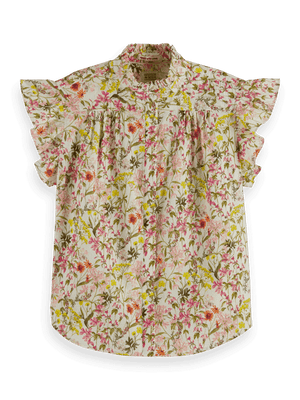Scotch & Soda Printed Flutter Short Sleeve Shirt