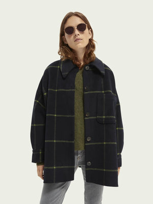 Padded Checked Wool Blend Jacket