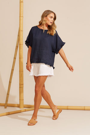 Haven Martinique Frill Top - 100% Linen - One Size