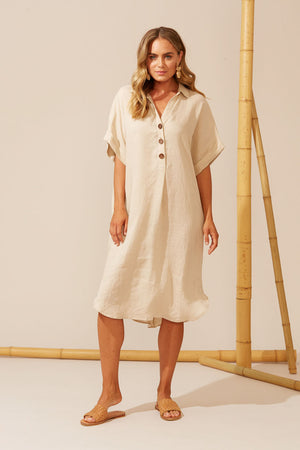 Haven Martinique Shirt Dress - 100% Linen - One Size