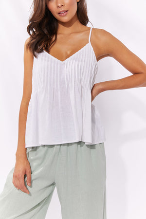 Haven Cuban Pleated Tank White
