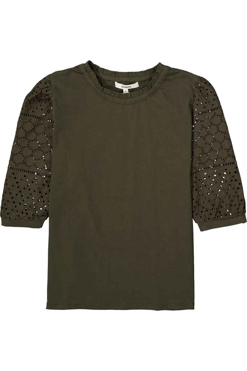 Garcia Ladies T-Shirt Lace Sleeves Forest Fern