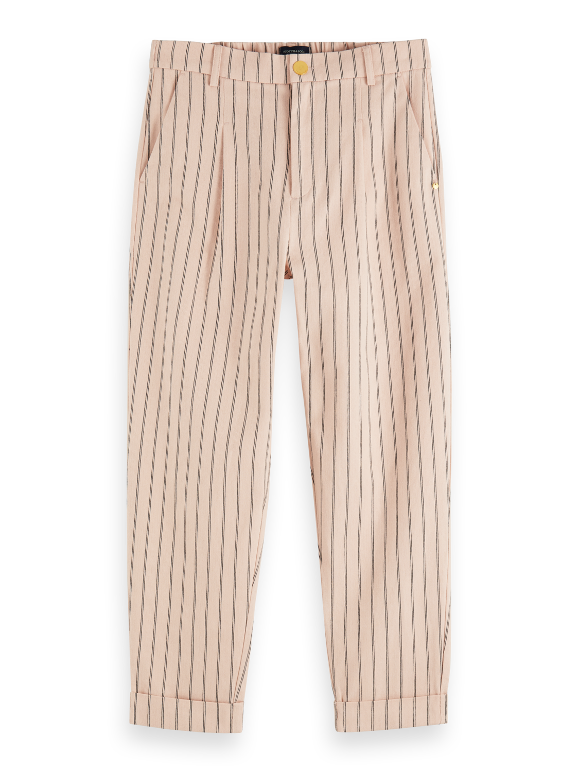 Scotch & Soda Cotton Pinstripe Cuffed Trousers