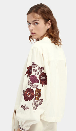 Scotch & Soda Embroidered Top with Voluminous  Sleeves