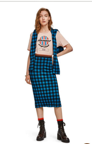 S&S Blue Check Knitted Skirt - Small