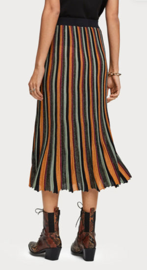 S&S Pleated Striped Midi With Lurex