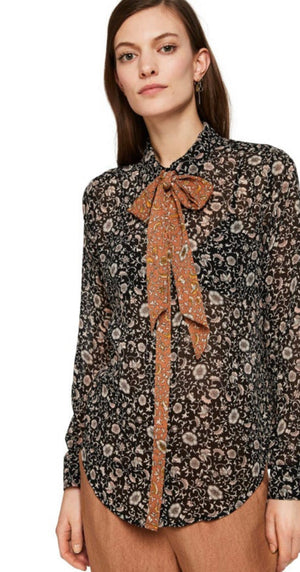 S&S Floral Print Shirt With Detachable Tie