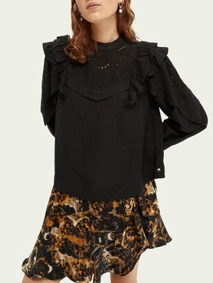 Scotch & Soda Embroidered Voluminous Sleeve Top