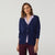 Nice Things V Neck Jacket with Crochet Buttons - 100% Cotton / Navy