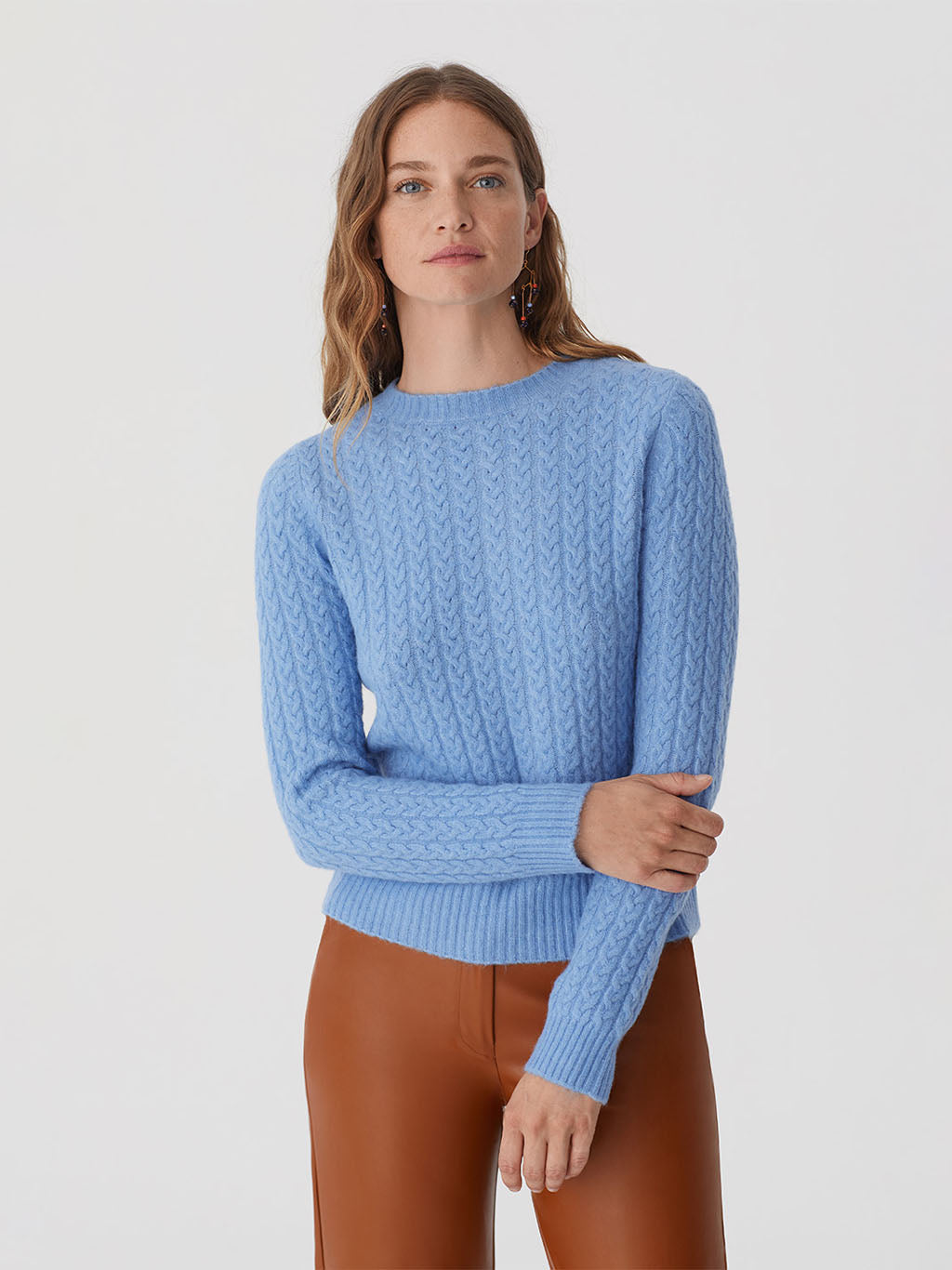 Nice Things Cable Sweater Sky Blue