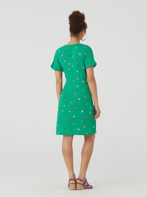 Nice Things Swedish Dot Wrap Dress - Green