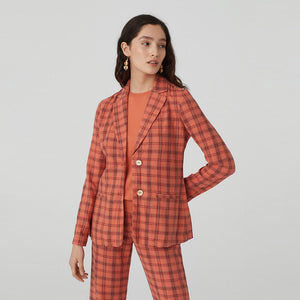 Nice Things Linen Blend Checked Blazer