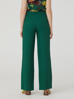 Nice Things Linen Blend Pants - Green