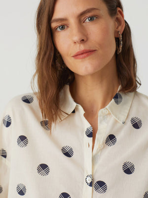 Nice Things Hatched Dot Shirt - 100% Cotton