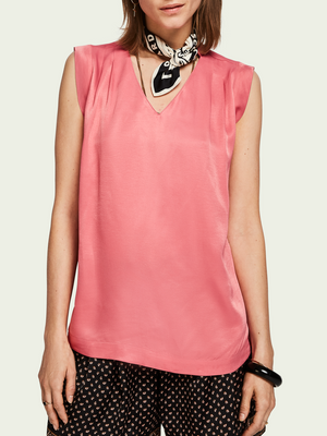 Pleated Sleeveless Top in Pink